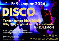 Disco mit Sound der 80s, 90s ergänzt mit Sound der 00s bis heute
